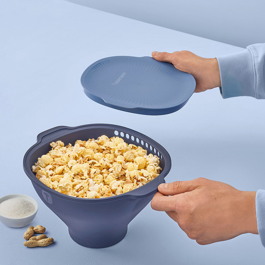 tupperware wow pop macchina per popcorn a microonde popper tutto in uno blu minerale mare notturno
