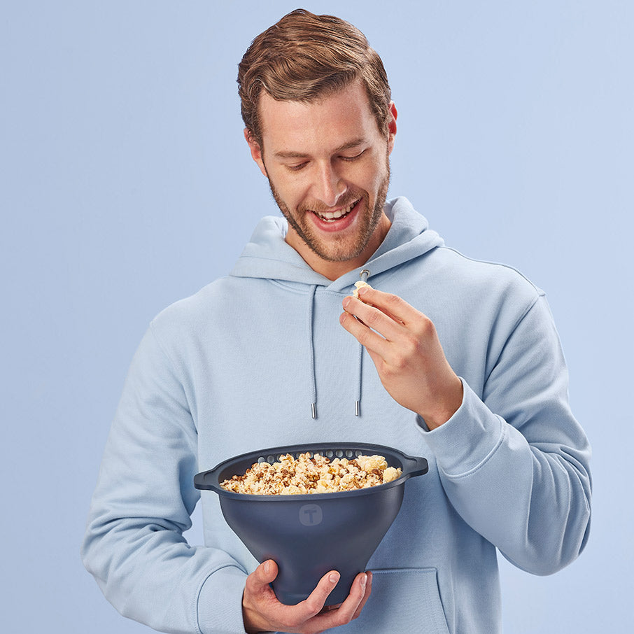 tupperware wow pop macchina per popcorn a microonde popper tutto in uno blu minerale mare notturno