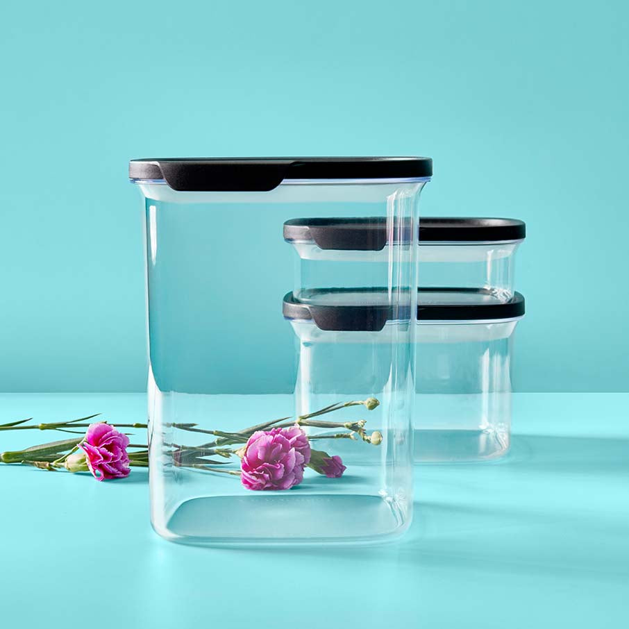 tupperware ultra clear square set da 5 pezzi cosmos guarnizioni