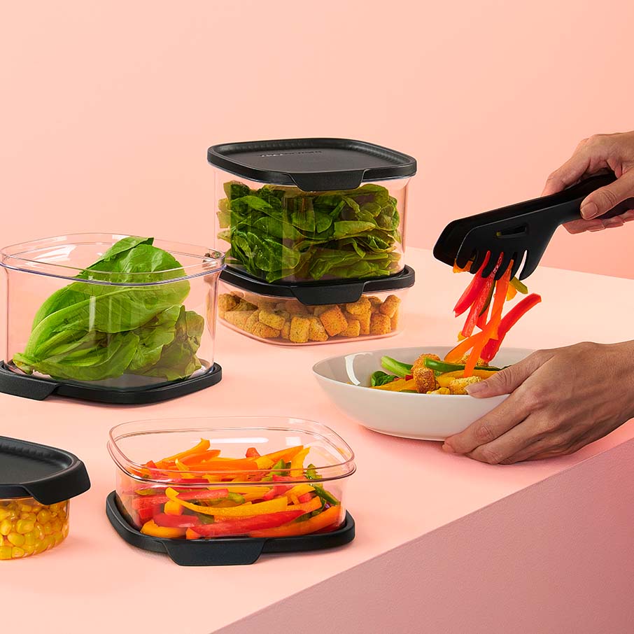 tupperware ultra clear square set da 5 pezzi cosmos guarnizioni