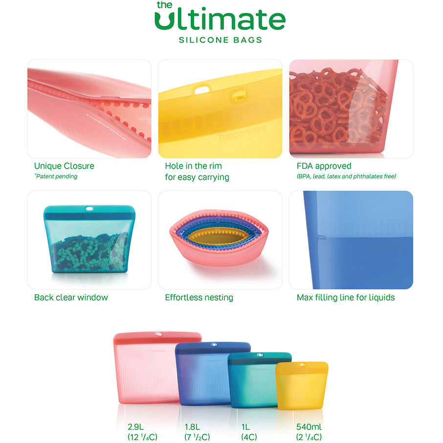 borsa stand-up in silicone ultimate media verde misterioso trasparente