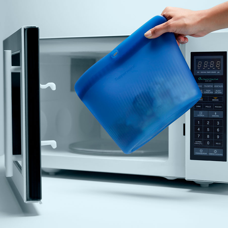 borsa stand-up in silicone ultimate grande blu base trasparente