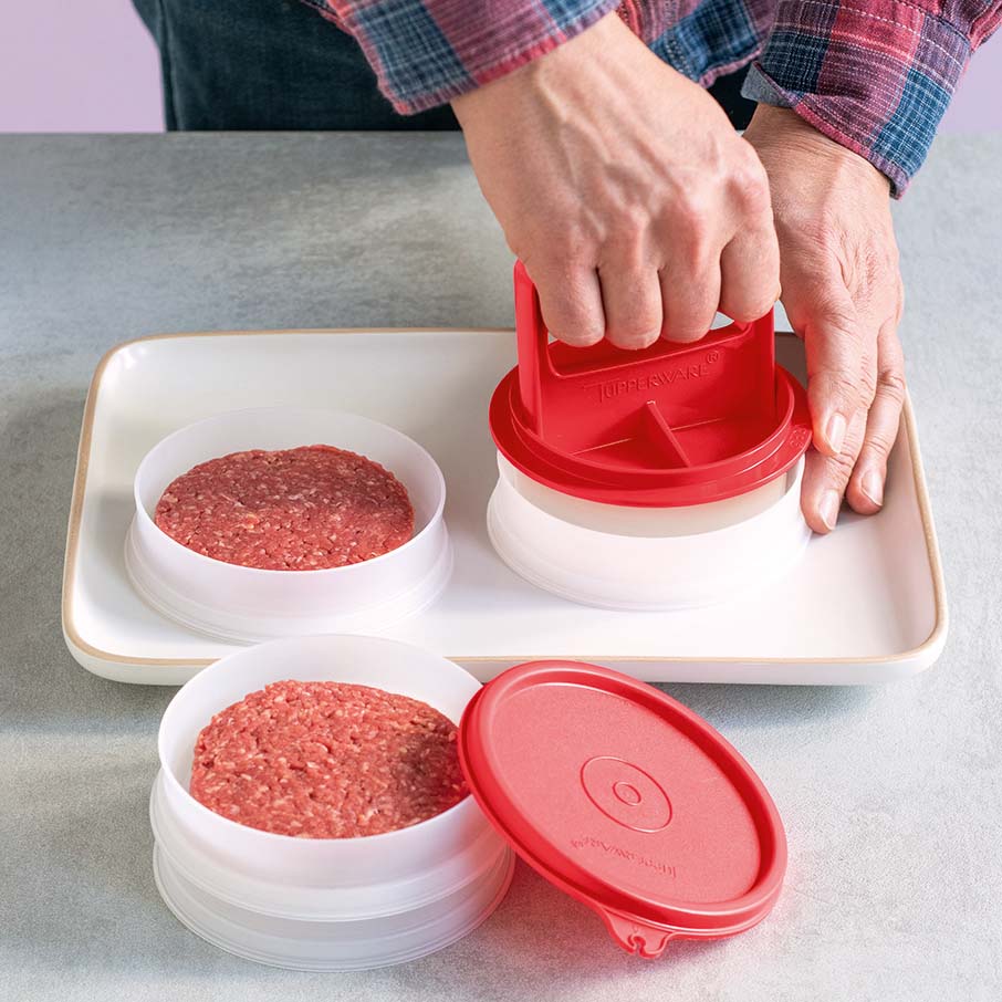 set pressa per hamburger e contenitori tupperware stampo per hamburger grande e contenitore chili
