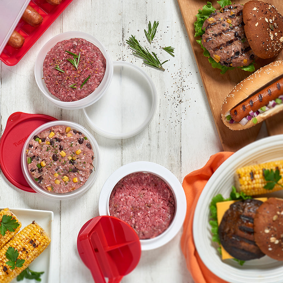set pressa per hamburger e contenitori tupperware stampo per hamburger grande e contenitore chili