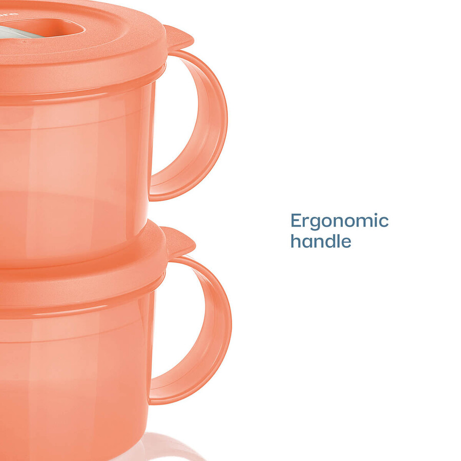 tupperware crystalwave plus tazza da zuppa per microonde set da 2 a prova di perdite cosy rosy