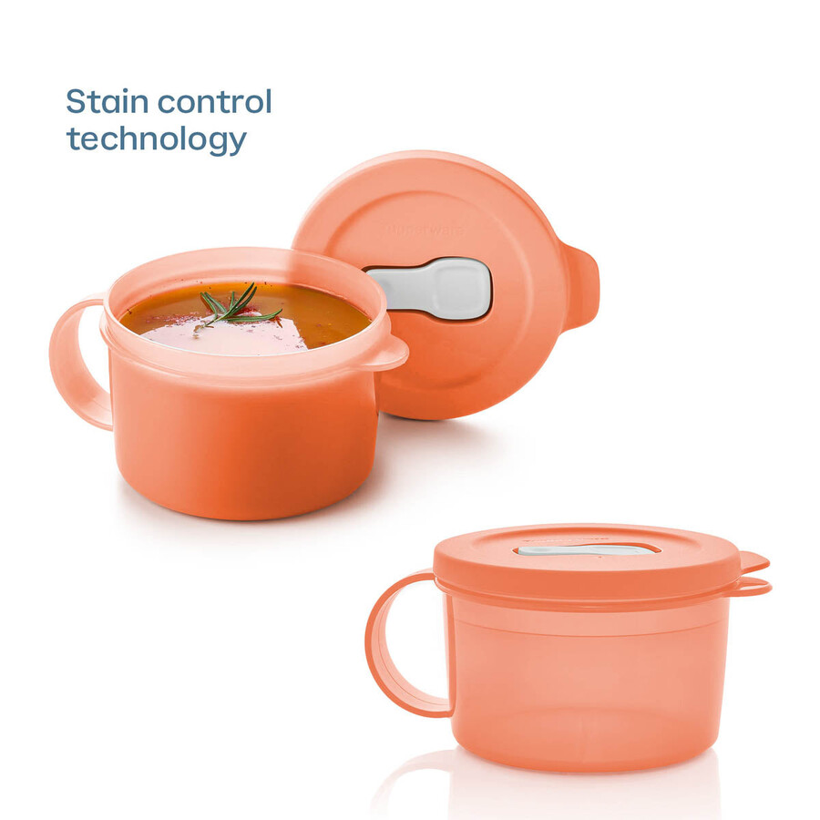 tupperware crystalwave plus tazza da zuppa per microonde set da 2 a prova di perdite cosy rosy