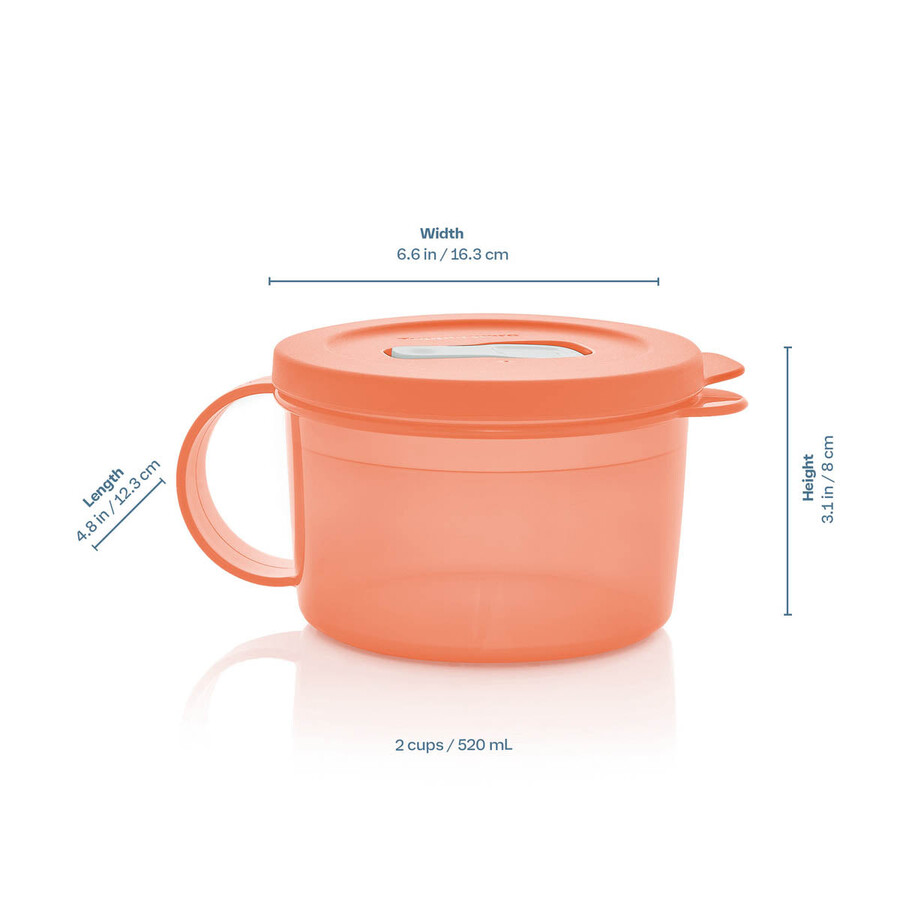 tupperware crystalwave plus tazza da zuppa per microonde set da 2 a prova di perdite cosy rosy