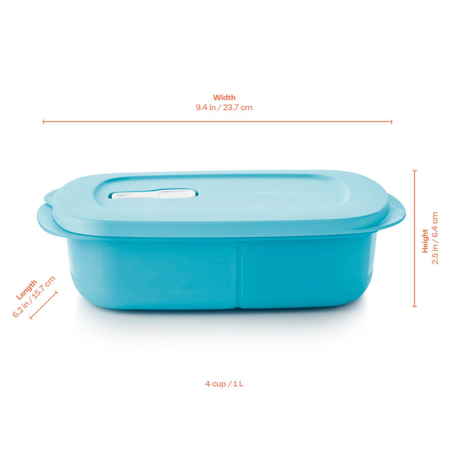 crystalwave piatto rettangolare diviso blu