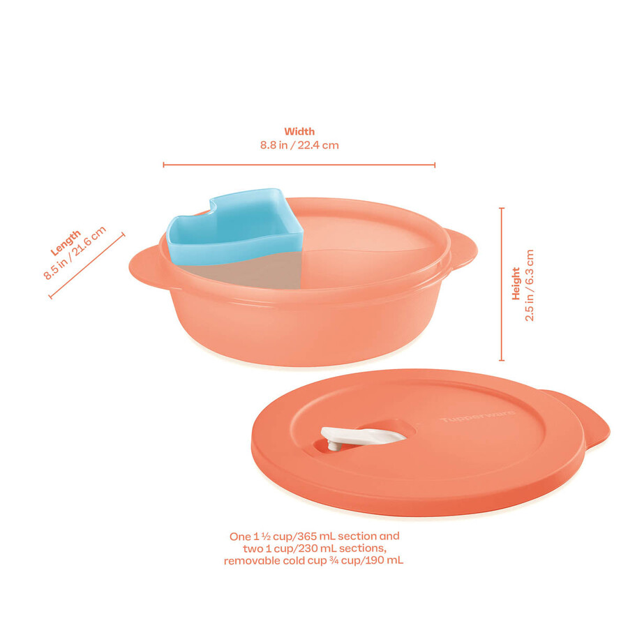 crystalwave plus lunch n dish con tazza fredda arancione blu