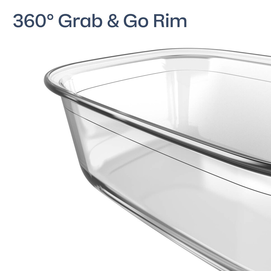 contenitore per alimenti in vetro tupperware voila rettangolare grande grigio scuro e blu coperchio