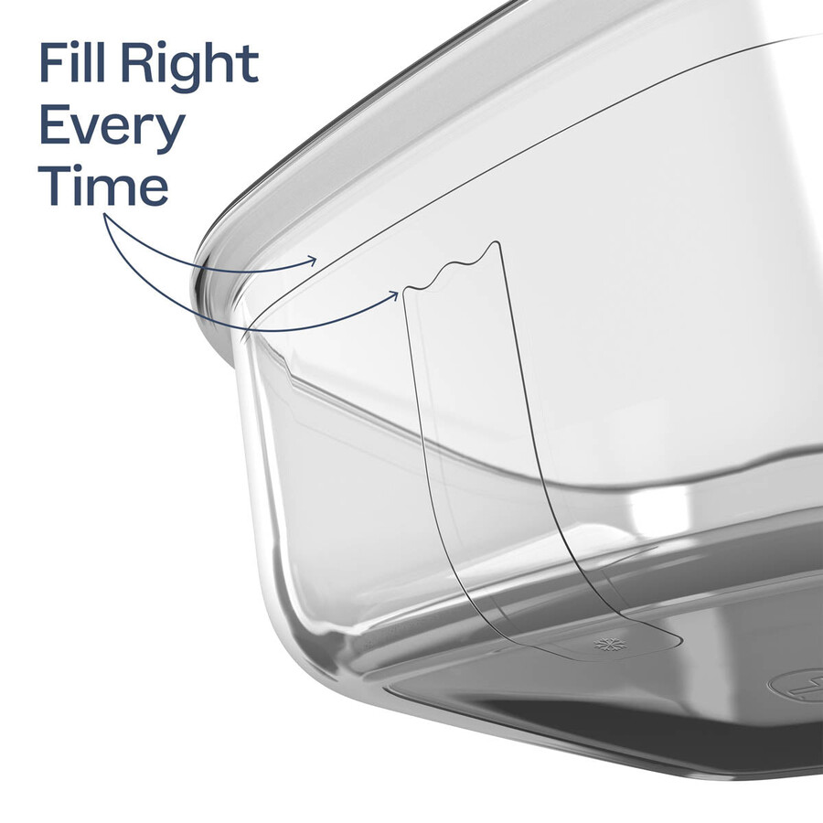 contenitore per alimenti in vetro tupperware voila rettangolare grande grigio scuro e blu coperchio