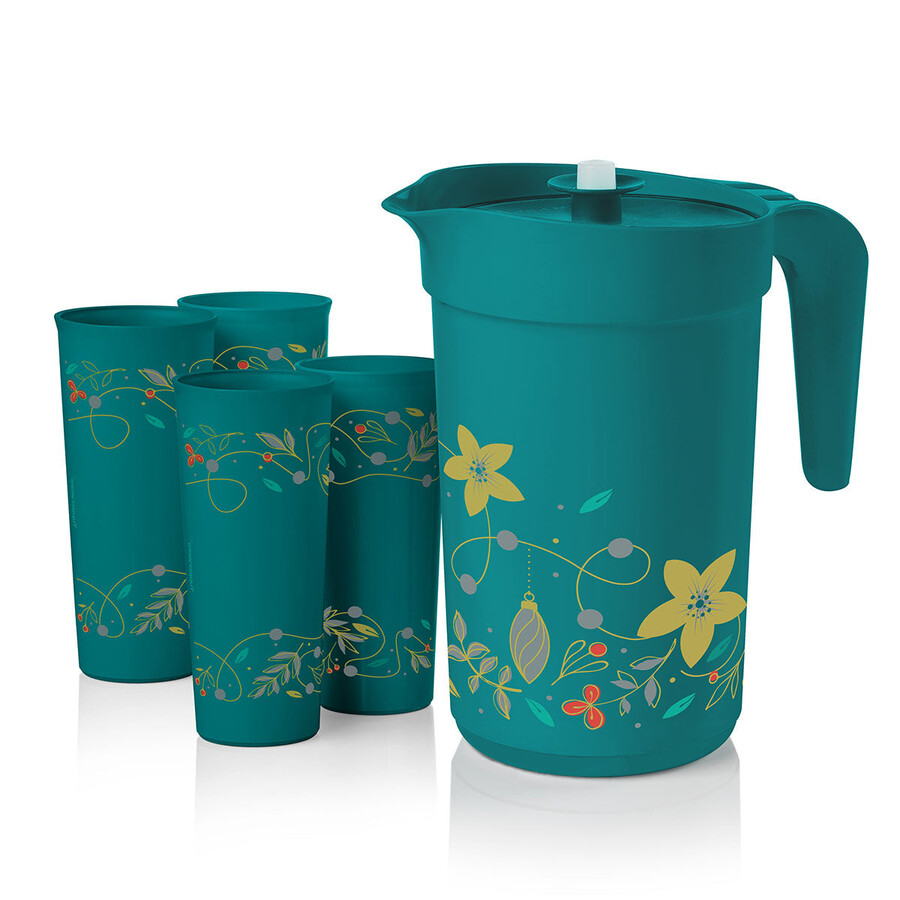 tupperware holiday holly set brocca e bicchiere set di stoviglie festive